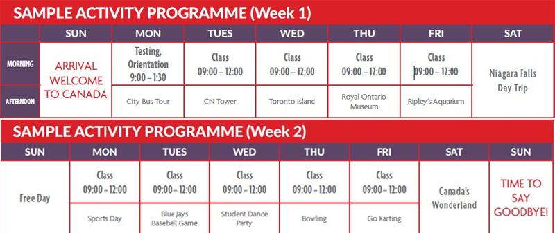 Sample time table