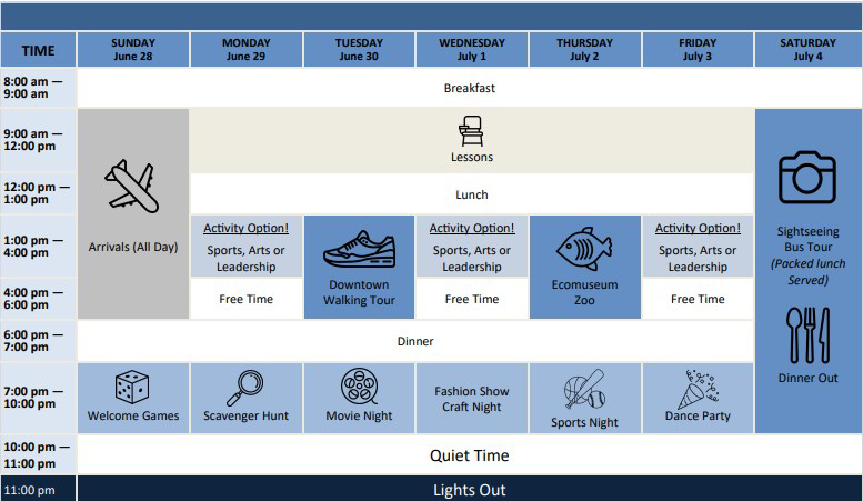 sample time table