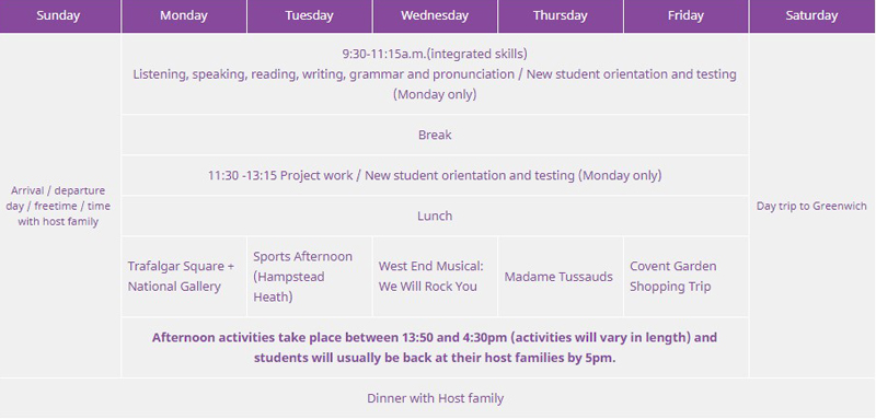 Sample time table