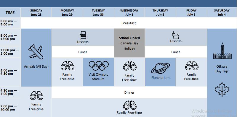 sample time table