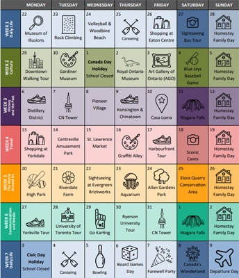 Sample time table