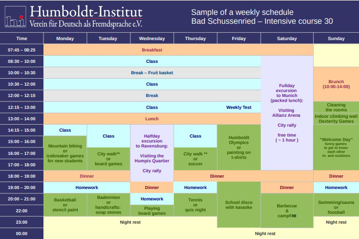 sample time table